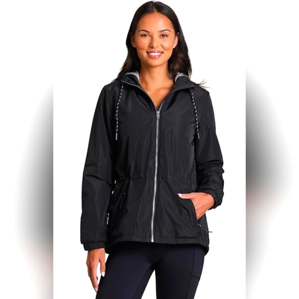 NWOT | Apana Yoga | Women's Hooded Athletic Windbreaker Rainjacket | Black | S